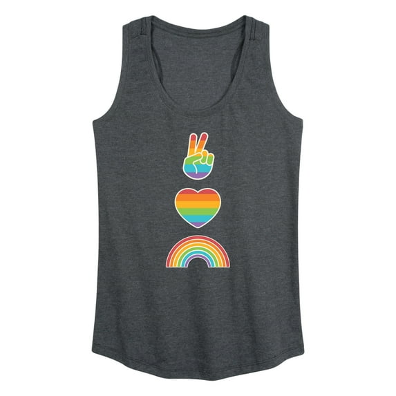 Instant Message - Pride - Peace, Love, Pride Rainbow Signs - Women's Racerback Tank Top