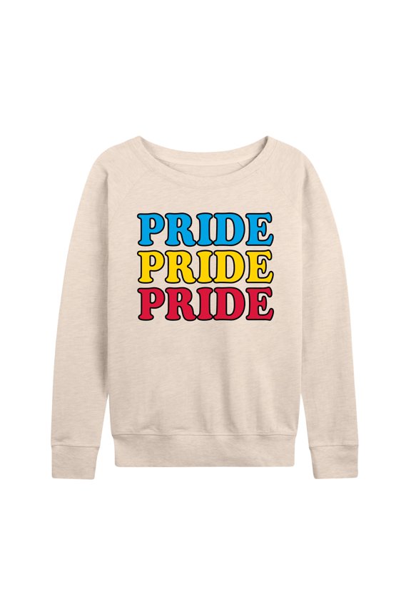 - Pride Repeated Lightweight French Terry Wide Neck Long Sleeve Graphic Shirt
