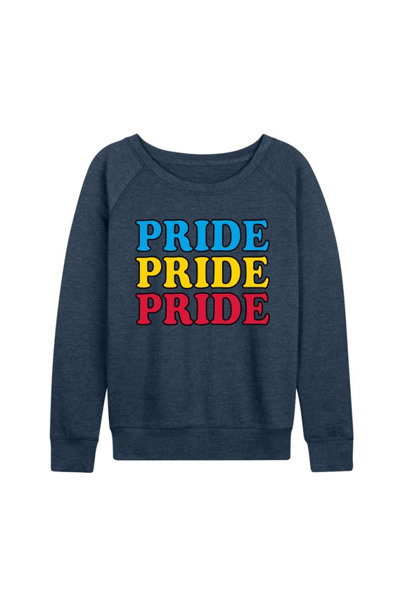 - Pride Repeated Lightweight French Terry Wide Neck Long Sleeve Graphic Shirt
