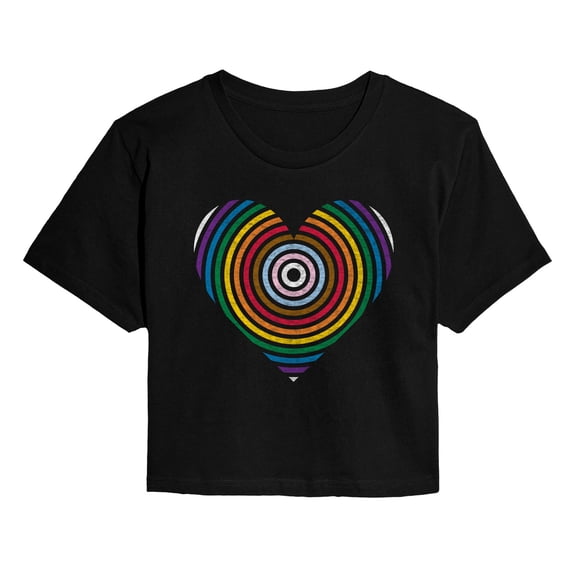 Instant Message - Pride Stripe Heart - Juniors Cropped Graphic T-Shirt
