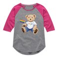 thumbnail image 1 of Instant Message - Pride Teddy Bear -Toddler Girls Shirt Tail Raglan T-shirt, 1 of 5
