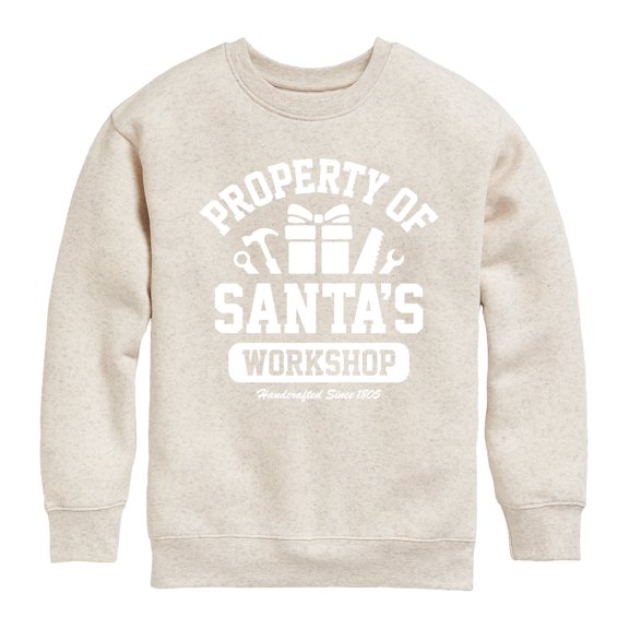 Instant Message - Property Of Santas Workshop Christmas - Toddler & Youth Crewneck Fleece Sweatshirt
