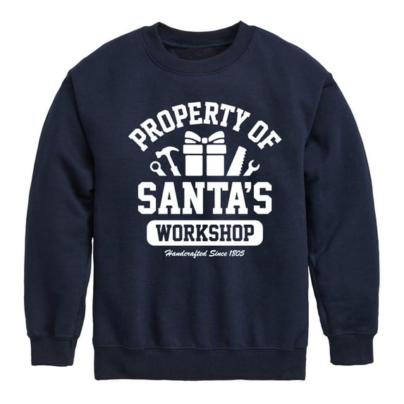 Instant Message - Property Of Santas Workshop Christmas - Toddler & Youth Crewneck Fleece Sweatshirt