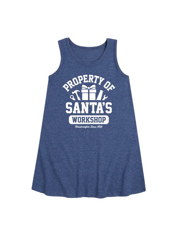 - Property Of Santas Workshop Christmas Girls' Graphic Sleeveless Aline Dress