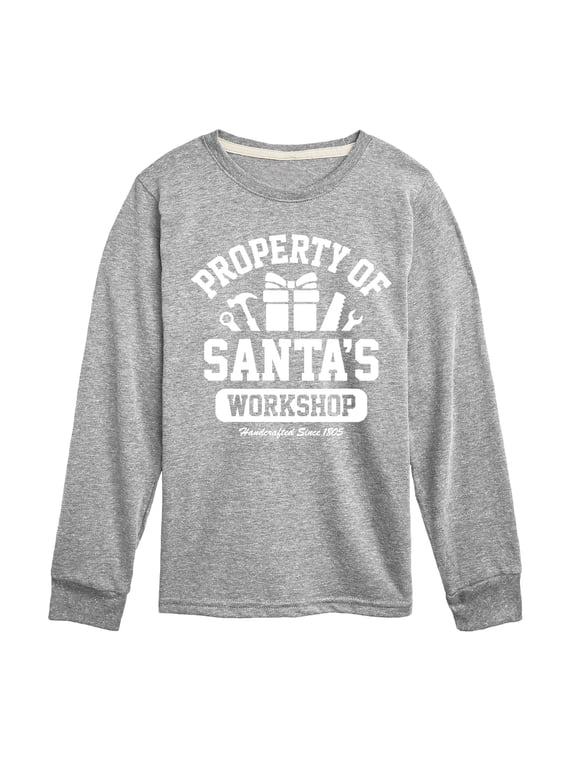 - Property Of Santas Workshop Christmas Boys' Long Sleeve Graphic T-Shirt