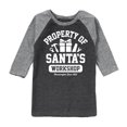 thumbnail image 1 of Instant Message - Property Of Santas Workshop Christmas - Toddler & Youth Raglan Graphic T-Shirt, 1 of 5