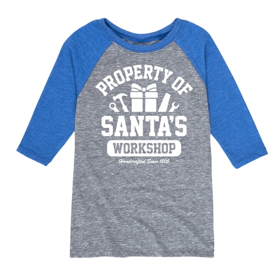 Instant Message - Property Of Santas Workshop Christmas - Toddler & Youth Raglan Graphic T-Shirt