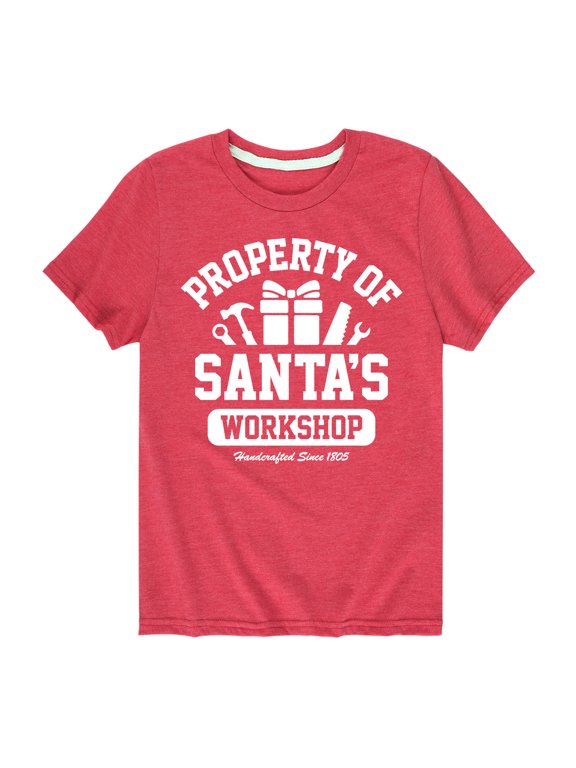 - Property Of Santas Workshop Christmas Boys' Short Sleeve Graphic T-Shirt