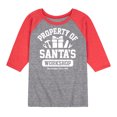 thumbnail image 1 of Instant Message - Property Of Santas Workshop - Toddler & Youth Raglan Graphic T-Shirt, 1 of 7