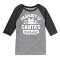 thumbnail image 1 of Instant Message - Property Of Santas Workshop Christmas - Toddler & Youth Raglan Graphic T-Shirt, 1 of 5