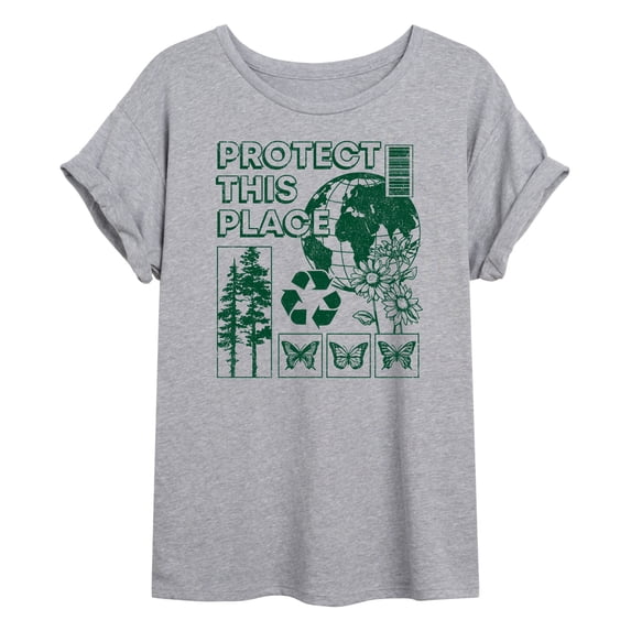 Instant Message - Protect This Place - Juniors Oversized Graphic T-Shirt