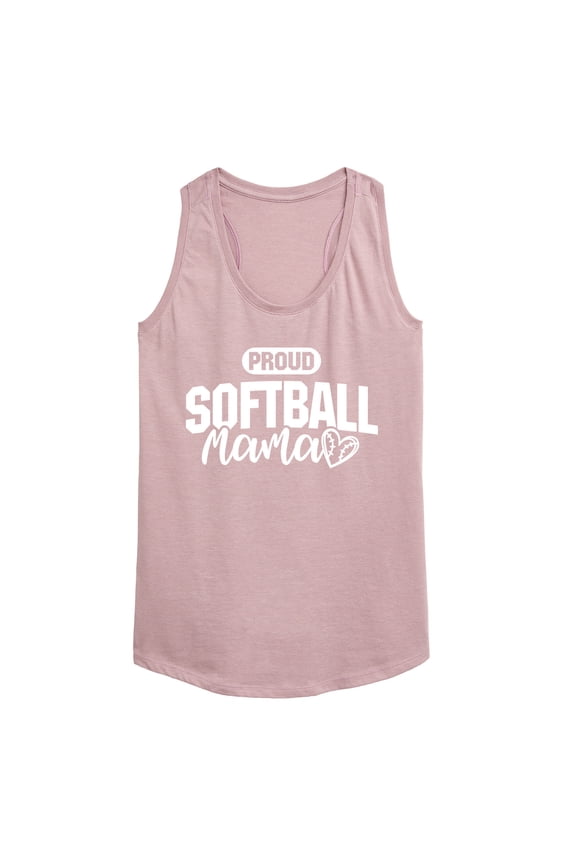 - Proud Softball Mama White - Women's Racerback Graphic Tank