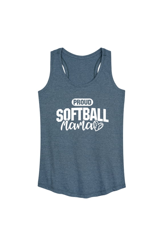 - Proud Softball Mama - Women's Racerback Graphic Tank