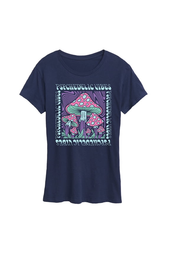 - Psychedelic Vibes & Mushrooms - Women's Short Sleeve Graphic T-Shirt