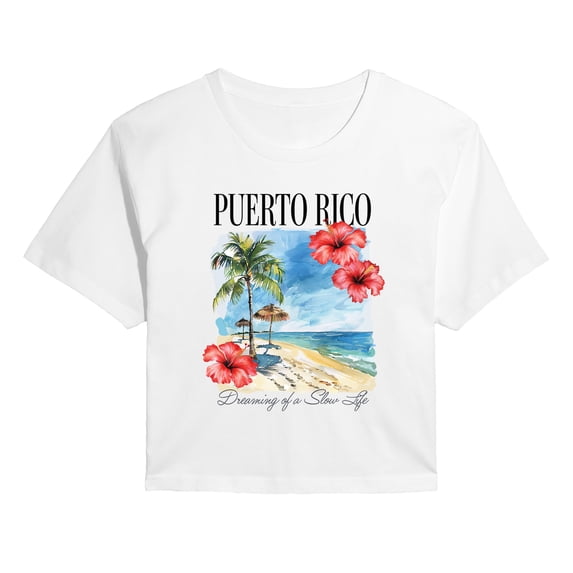 Instant Message - Puerto Rico Beach Cropped Graphic T-Shirt