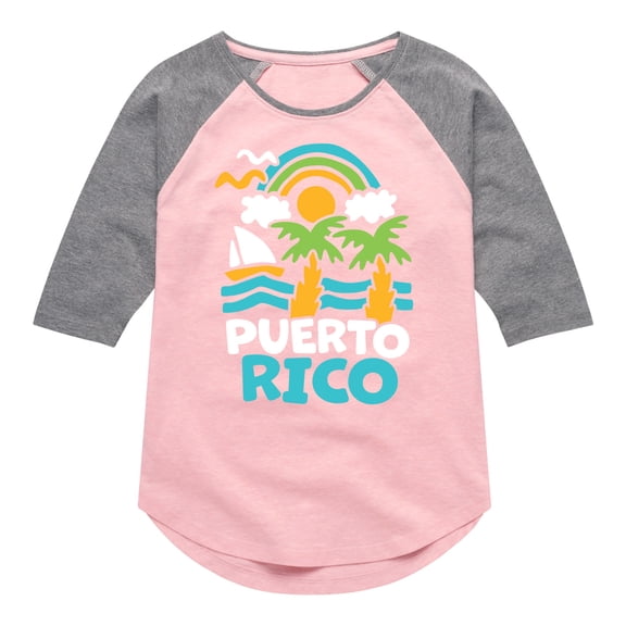 Instant Message - Puerto Rico - Toddler & Youth Girls Raglan Graphic T-Shirt