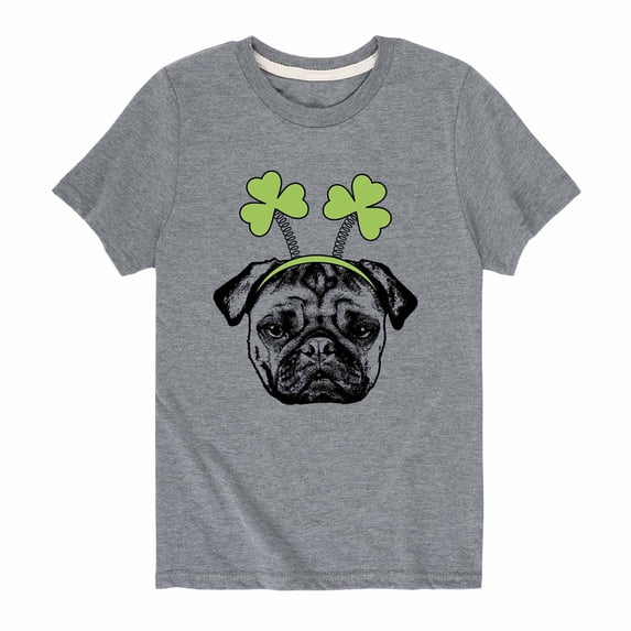 Instant Message - Pug Shamrock Headband - Youth Short Sleeve Tee