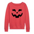 thumbnail image 1 of Instant Message - Pumpkin Face 2 - Women's Lightweight French Terry Pullover, 1 of 6