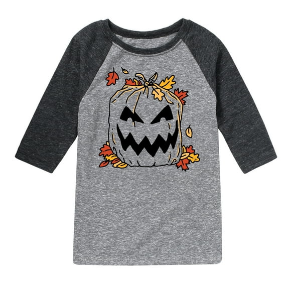 Instant Message - Pumpkin Lawn Bag - Toddler & Youth Raglan Graphic T-Shirt