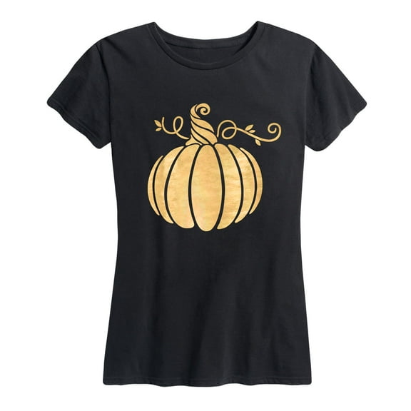 Instant Message - Pumpkin Silhouette Gold Foil - Women's Short Sleeve Graphic T-Shirt