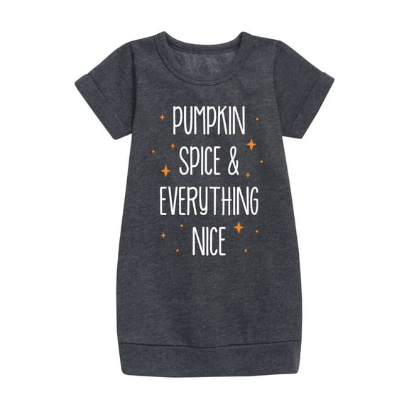 Instant Message - Pumpkin Spice And Everything Nice - Toddler And Youth Girls Fleece Dress