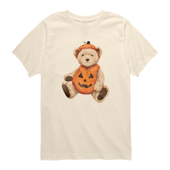 Instant Message - Pumpkin Teddy Bear Toddler Boys' Toddler Short Sleeve Graphic T-Shirt