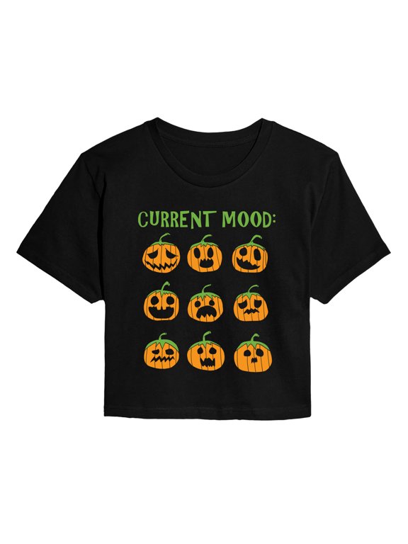 - Pumpkins Current Mood Women's Cropped Graphic T-Shirt