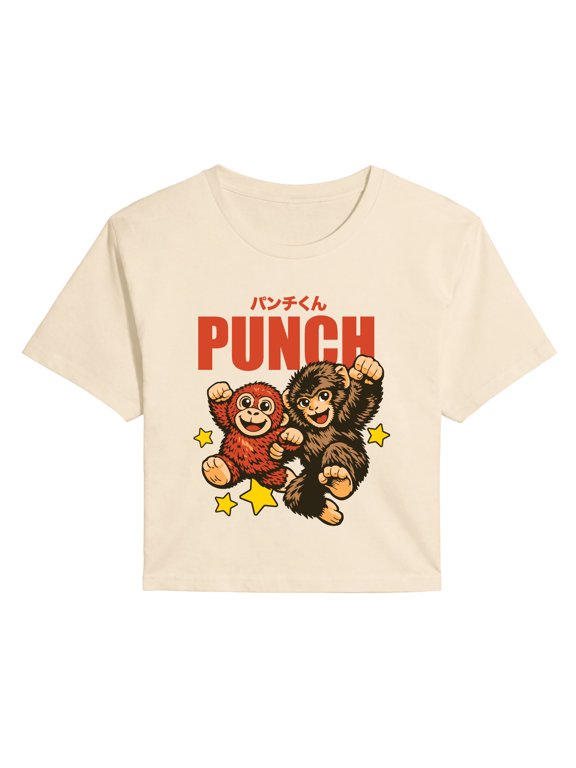 - Punch-kun the Monkey Women's Cropped Graphic T-Shirt