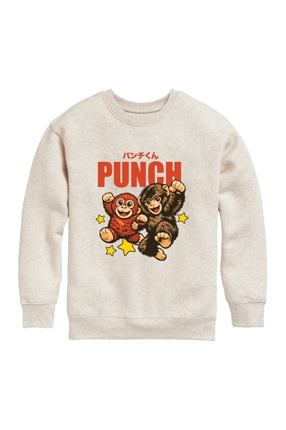 - Punch-kun the Monkey Graphic Long Sleeve Fleece Sweatshirt