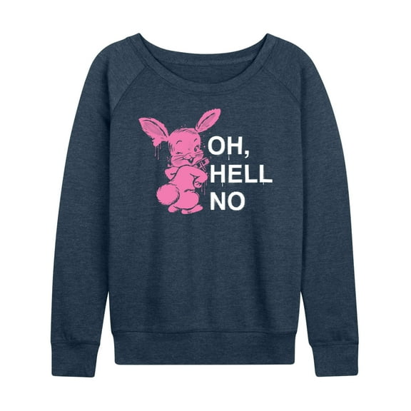 Instant Message - Punk Rabbit Oh Hell No  - Women's Lightweight French Terry Long Sleeve Shirt