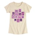 thumbnail image 1 of Instant Message - Purple Stamp Grid - Youth Girls Fitted Short Sleeve T-Shirt, 1 of 5