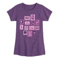 thumbnail image 1 of Instant Message - Purple Stamp Grid - Youth Girls Fitted Short Sleeve T-Shirt, 1 of 5