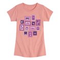 thumbnail image 1 of Instant Message - Purple Stamp Grid - Youth Girls Fitted Short Sleeve T-Shirt, 1 of 5