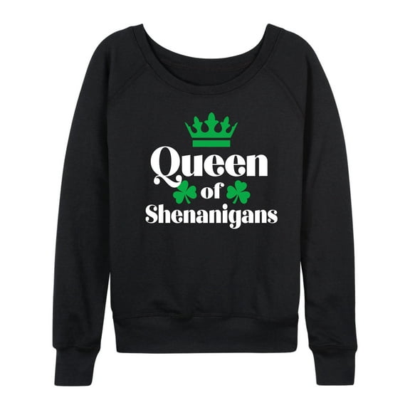 Instant Message - Queen Of Shenanigans St. Patrick's Day - Women's Lightweight French Terry Long Sleeve Shirt