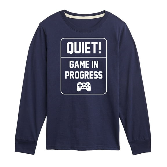 Instant Message - Quiet Game In Progress - Toddler & Youth Long Sleeve Graphic T-Shirt