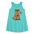 thumbnail image 1 of Instant Message - Quokka Flower - Toddler and Youth Girls A-line Dress, 1 of 5