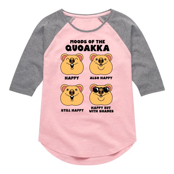 Instant Message - Quokka Moods - Toddler & Youth Girls Raglan Graphic T-Shirt