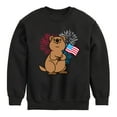 thumbnail image 1 of Instant Message - Quokka with American Flag & Fireworks - Toddler & Youth Crewneck Fleece Sweatshirt, 1 of 5