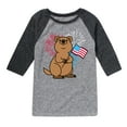 thumbnail image 1 of Instant Message - Quokka with American Flag & Fireworks - Toddler & Youth Raglan Graphic T-Shirt, 1 of 5