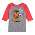 thumbnail image 1 of Instant Message - Quokka with American Flag & Fireworks - Toddler & Youth Raglan Graphic T-Shirt, 1 of 7