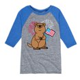 thumbnail image 1 of Instant Message - Quokka with American Flag & Fireworks - Toddler & Youth Raglan Graphic T-Shirt, 1 of 5