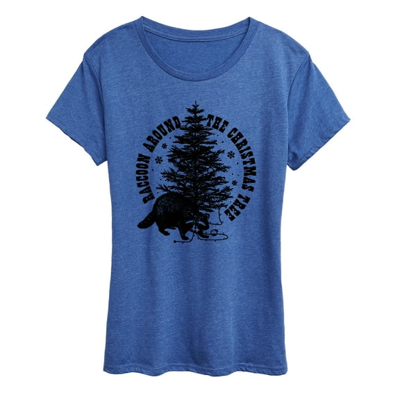Instant Message - Raccoon Around The Christmas Tree - Women's Short Sleeve Graphic T-Shirt