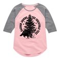 thumbnail image 1 of Instant Message - Raccoon Around The Christmas Tree - Youth Girls Shirt Tail Raglan T-Shirt, 1 of 5