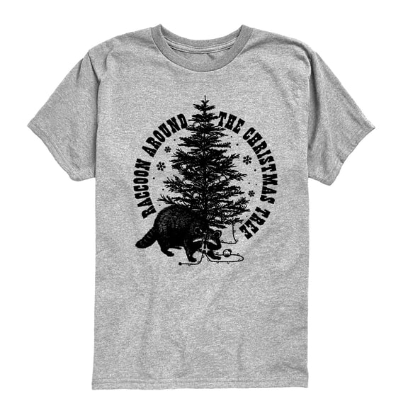 Instant Message - Raccoon Around The Christmas Tree - Youth Short Sleeve Graphic T-Shirt