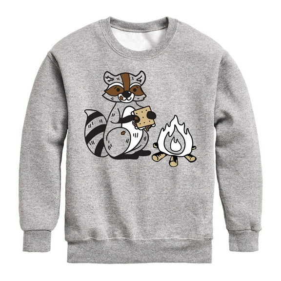 Instant Message - Racoon Eating Smore - Toddler and Youth Crew Fleece Sweatshirt
