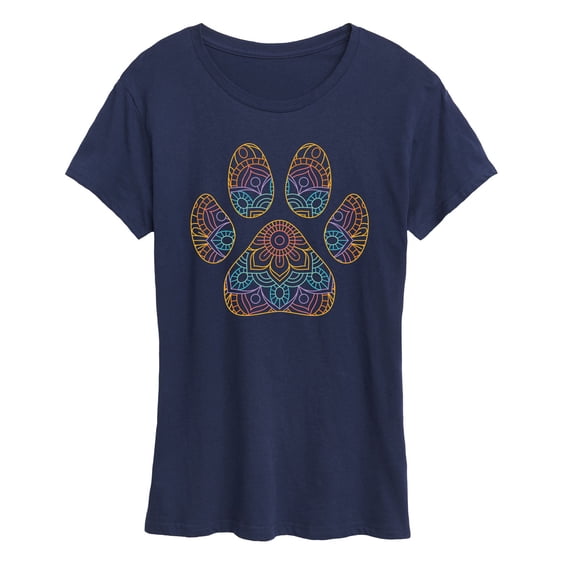Instant Message - Rainbow Decorative Paw Print Short Sleeve Graphic T-Shirt
