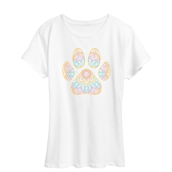 Instant Message - Rainbow Decorative Paw Print - Women's Short Sleeve Graphic T-Shirt