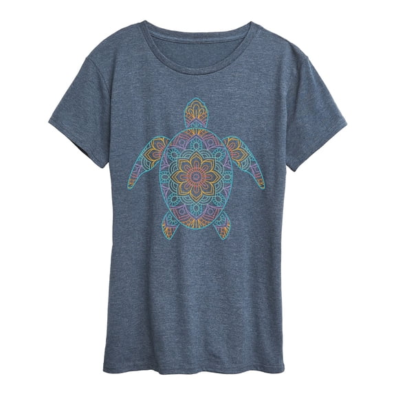 Instant Message - Rainbow Decorative Sea Turtle - Women's Short Sleeve Graphic T-Shirt