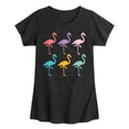 thumbnail image 1 of Instant Message - Rainbow Flamingos Fitted Short Sleeve Graphic T-Shirt, 1 of 5