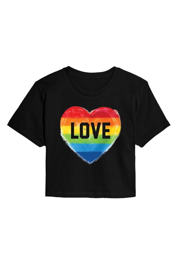 - Rainbow Heart - Juniors Cropped Graphic T-Shirt